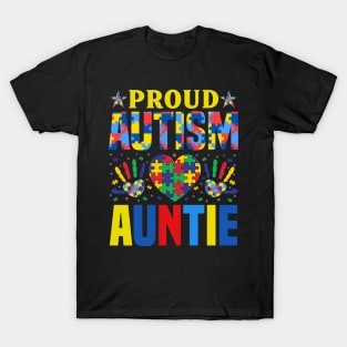 Proud Autism Auntie Autism Awareness Gift for Birthday, Mother's Day, Thanksgiving, Christmas T-Shirt